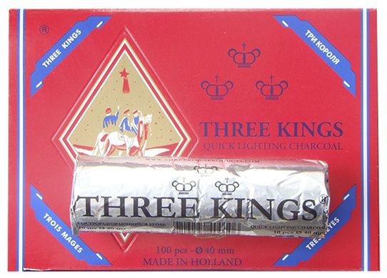 Уголь для кальяна таблетированный «Три короля» (диаметр 40 мм) 1047207841 фото