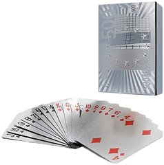 Карты покерные пластиковые🃏 500 евро/ 54шт колода/ пластиковая упаковка 9*6*2см 408-13 Серебро  408-13-Срібло фото