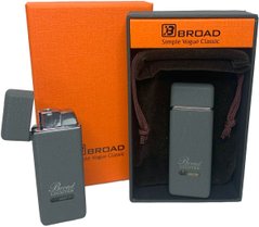 Креативна матова запальничка вітрозахисна в подарунковій коробці BROAD 🎁(Турбо полум'я🚀) HL-399 Gray HL-399-gray фото