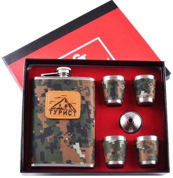 Подарочный набор 6в1 фляга, рюмки, лейка "ТУРИСТ" TZ-4 TZ-4 фото