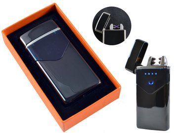 Електроімпульсна USB Запальничка подарункова дві блискавки, індикатор заряду HL-222 Black HL-222-Black фото