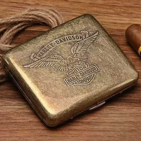 🚬 Металевий портсигар у вінтажному стилі з рельєфом (Harley