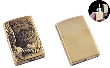 Запальничка кишенькова Harley-Davidson (Звичайне полум'я) №4910 Gold №4910 Gold фото