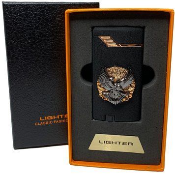 Газова запальничка "Орли 🦅" (Турбо полум'я 🚀, подарункова коробка 🎁) Jiebao Lighter HL-507 Black-mate HL-507-Black-mate фото