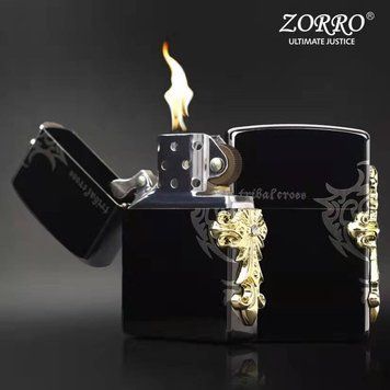 Запальничка бензинова "ZORRO tribal cross" хрест збоку HL-302 HL-302 фото