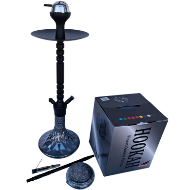 Стильный черный кальян Hookah с клик-системой и рельефной колбой &mdash; 67 см H3216 Black фото