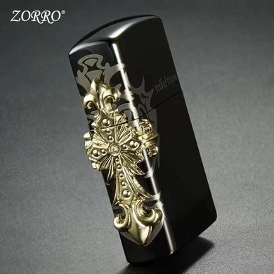 Зажигалка бензиновая 'ZORRO tribal cross' крест сбоку HL-302 HL-302 фото