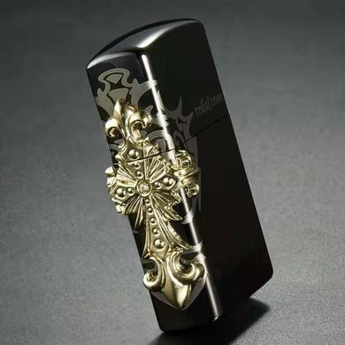 Зажигалка бензиновая 'ZORRO tribal cross' крест сбоку HL-302 HL-302 фото