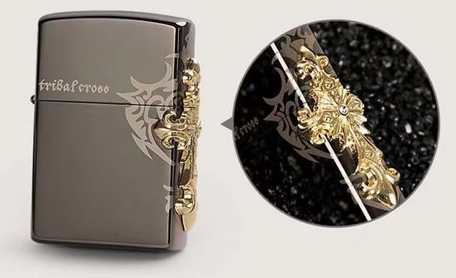Зажигалка бензиновая 'ZORRO tribal cross' крест сбоку HL-302 HL-302 фото