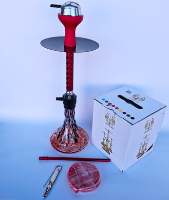 Эффектный красный кальян Hookah со спиральной шахтой и арт-колбой &mdash; 48 см H3201 H3201 RED фото