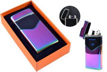 Електроімпульсна USB Запальничка подарункова дві блискавки, індикатор заряду HL-222 Color ice HL-222-Color-ice фото