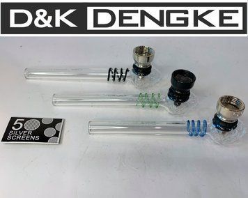 Стеклянный вапорайзер D&K glass pipe &laquo;клубника🍓&raquo; Трубка (12см) сетки DK-8575 DK-8575 фото
