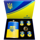 Подарунковий набір MOONGRASS 6в1 з флягою, чарками, лійкою Герб України WKL-006 WKL-006 фото