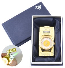 Запальничка в подарунковій упаковці з годинником (Турбо полум'я) №4095 Gold