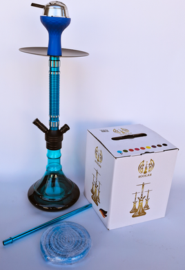 Стильний блакитний кальян Hookah з ребристою шахтою та калаудом &mdash; 50 см H3214 H3214 блакитний фото