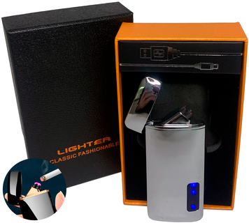 Электроимпульсная ⚡️ зажигалка в подарочной коробке Lighter HL-108 Silver HL-108 Silver фото