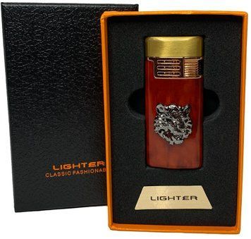 Газова запальничка "Тигри 🐅" (Турбо полум'я 🚀, подарункова коробка 🎁) Jiebao Lighter HL-509 Wooden HL-509-Wooden фото