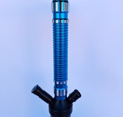 Стильний блакитний кальян Hookah з ребристою шахтою та калаудом &mdash; 50 см H3214 H3214 блакитний фото