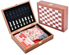 Ігровий набір шахи/лото, дерев'яна коробка №2519 2519 фото