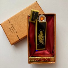 USB ⚡️ Зажигалка Корабль FASHION в подарочной упаковке (Спираль накаливания) USB-103-4 USB-103-4 фото