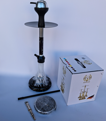 Яскравий чорно-біло-жовтий кальян Hookah з геометрією та арт-колбою &mdash; 48 см H3203 H3203 жовтий фото