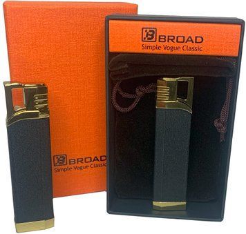 Креативна запальничка вітрозахисна в подарунковій коробці 🎁BROAD (Турбо полум'я🚀) HL-402 Black-Gold HL-402-Black-Gold фото