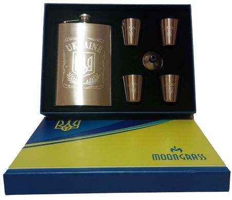 Подарунковий набір MOONGRASS 6в1 з флягою, чарками, лійкою UKRAINE 🇺🇦 WKL-007 WKL-007 фото