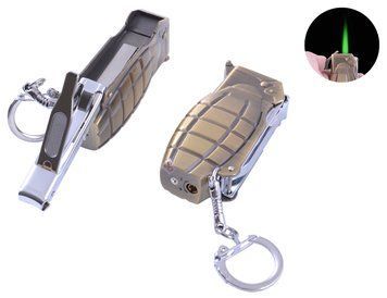 Зажигалка газовая-брелок Граната с кусачками (Турбо пламя) №4134-1 №4134-1 фото