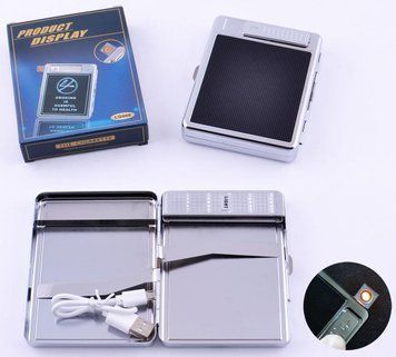 Портсигар+USB запальничка на 20 сигарет (Спіраль розжарювання) №4978-4 №4978-4 фото
