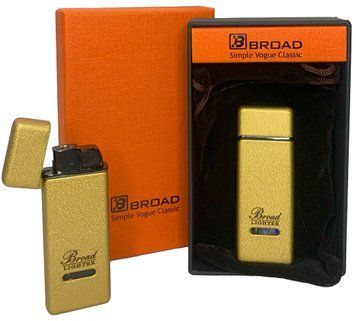 Креативная матовая ветрозащитная зажигалка в подарочной коробке BROAD 🎁(Турбо пламя🚀) HL-399 Gold HL-399-Gold фото
