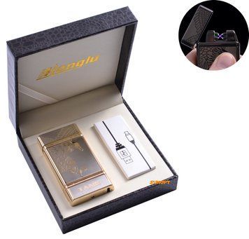 USB зажигалка в подарочной кожаной коробке "Орел" (Электроимпульсная - две перекрещенные молнии) №4842-1 №4842-1 фото