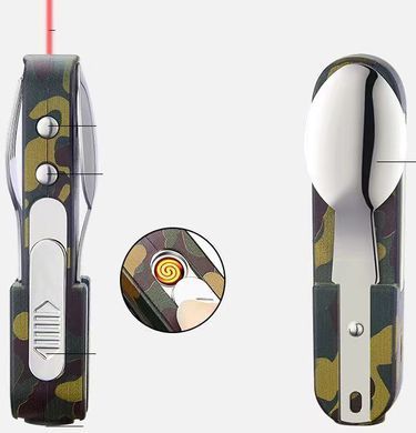 Багатофункціональна USB-запальничка, ліхтарик, ложка, вилка, магніт, лазерна указка HL-532 HL-532 фото