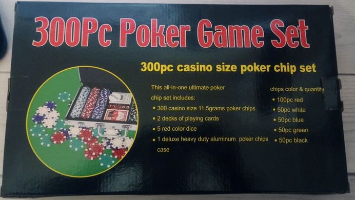 🎲 Покерный набор в алюминиевом кейсе на 300 фишек с номиналом (39x21x8см ) 300N 300N фото