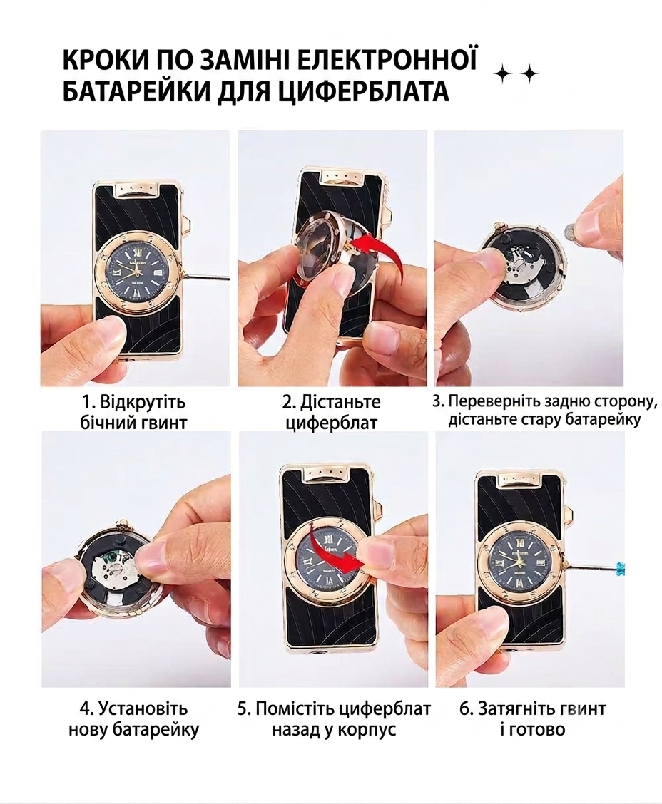 Інструкція із заміни батарейки в годиннику